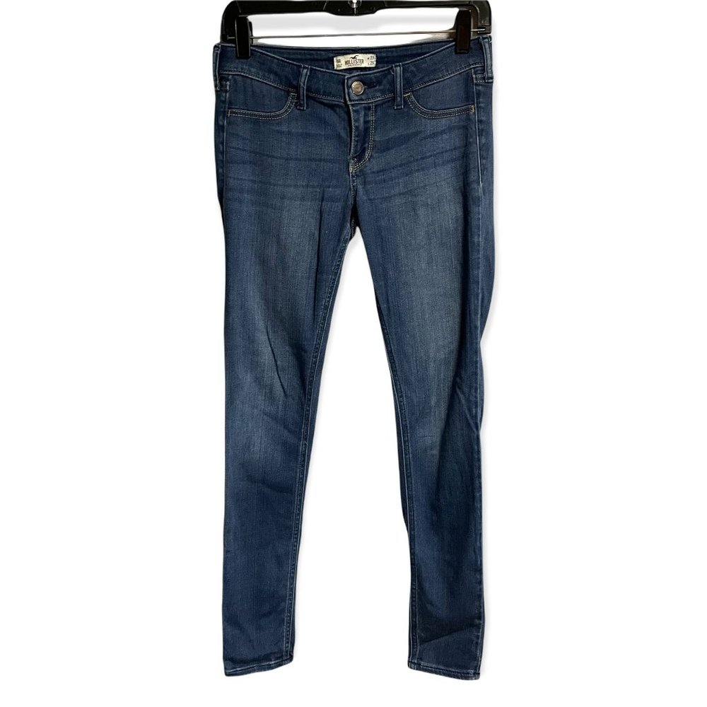 EUC Hollister Womens Low Rise Dark Wash Stretch Skinny Blue Denim Jeans  Size 5R